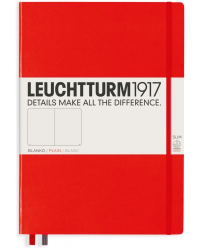 Тефтер Leuchtturm1917 Master Slim - А4+, бели страници, Red - 1