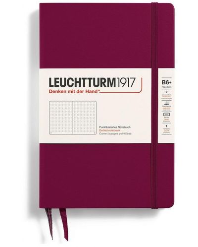 Тефтер Leuchtturm1917 Paperback - B6+, червен, страници на точки, твърди корици - 1