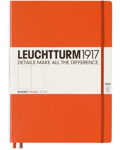 Тефтер Leuchtturm1917 Master Slim - А4+, бели страници, Orange - 1