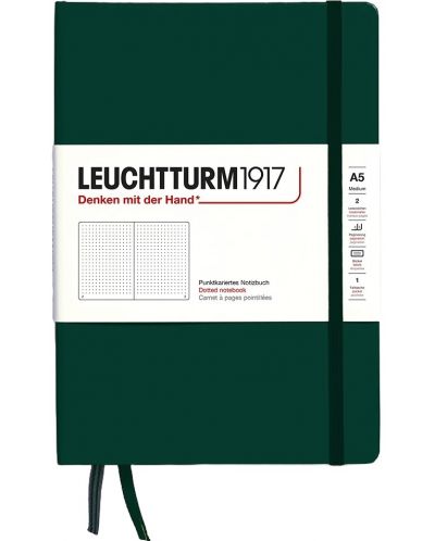 Тефтер Leuchtturm1917 Natural Colors - A5, тъмнозелен, страници на точки, твърди корици - 1