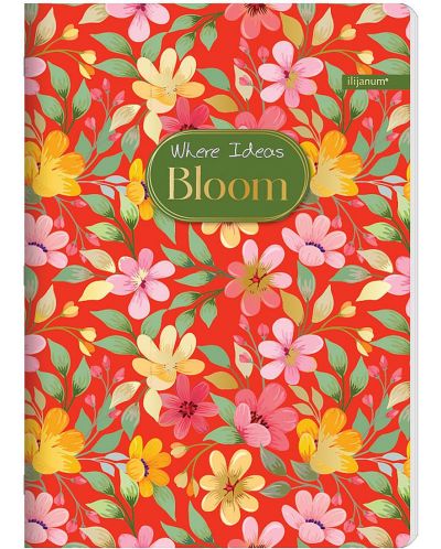 Тетрадка Ilijanum Bloom - A5, 52 листа, широки редове, асортимент - 8