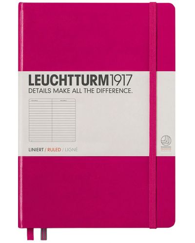 Тефтер Leuchtturm1917 Medium - A5, розов, страници на редове - 1
