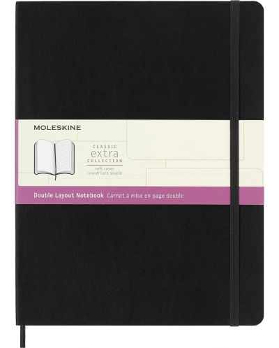 Тефтер с меки корици Moleskine Classic Extra XL - Черен, комбинирани страници - 1