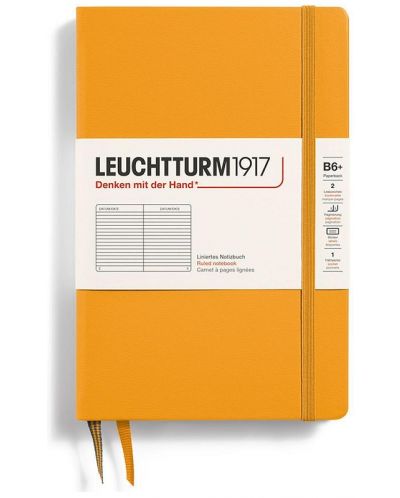 Тефтер Leuchtturm1917 Paperback - B6+, оранжев, линиран, твърди корици - 1
