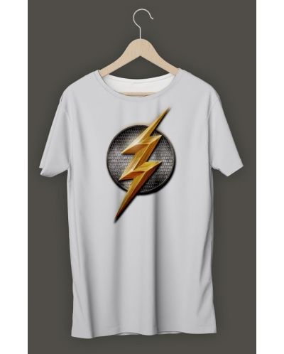Тениска Justice League - The Flash logo, бяла - 1