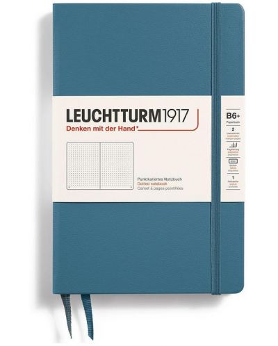Тефтер Leuchtturm1917 Paperback - B6+, син, страници на точки, твърди корици - 1