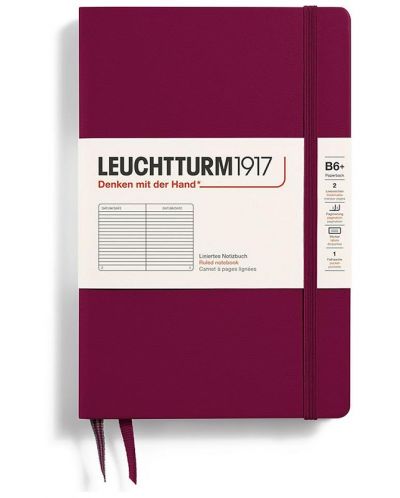 Тефтер Leuchtturm1917 Paperback - B6+, червен, линиран, твърди корици - 1