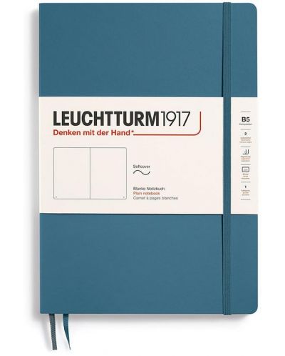 Тефтер Leuchtturm1917 Composition - B5, син, бели листове, меки корици - 1