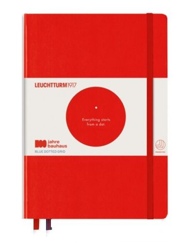 Тефтер Leuchtturm1917 Bauhaus 100 - А5, червен, страници на точки - 1