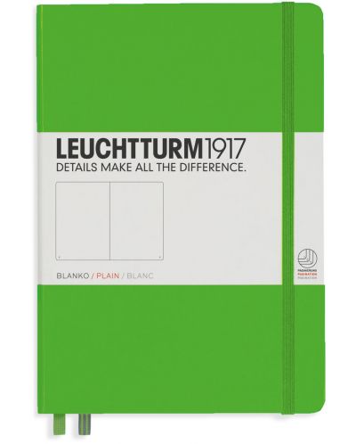 Тефтер Leuchtturm1917 - А5, бели страници, Fresh Green - 1
