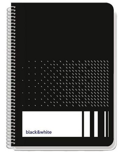 Тетрадка със спирала Black&White Exclusive Dots - А5, 80 листа, широки редове, асортимент - 4