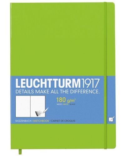 Тефтер Leuchtturm1917 Sketchbook Master - А4+, бели страници, Lime - 1