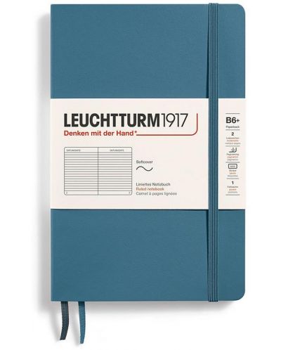 Тефтер Leuchtturm1917 Paperback - B6+, син, линиран, меки корици - 1