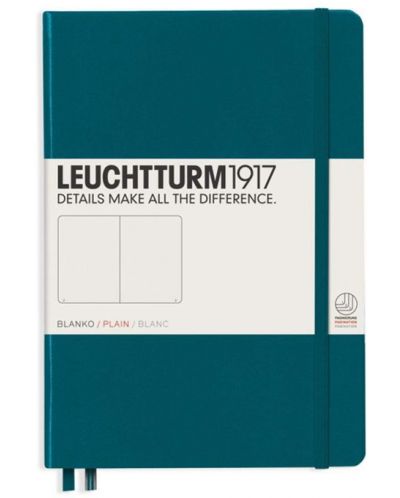 Тефтер Leuchtturm1917 - А5, бели страници, Pacific Green - 1