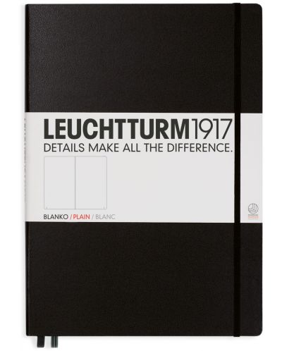 Тефтер Leuchtturm1917 Master Classic - А4+, бели страници, черен - 1