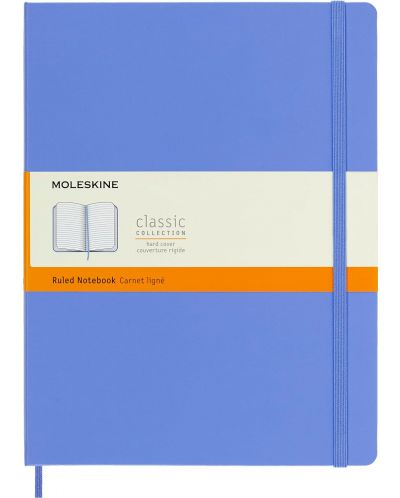 Тефтер с твърди корици Moleskine Classic Ruled XL - Hydrangea Blue, редове - 1