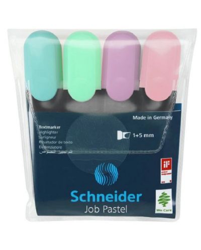 Текстмаркер Schneider - Job Pastel, 4 цвята - 1