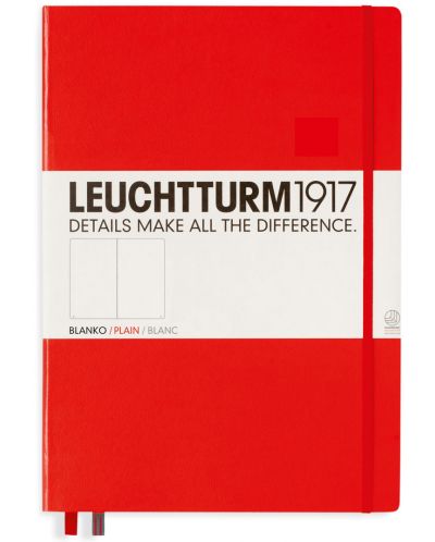 Тефтер Leuchtturm1917 Master Classic - А4+, бели страници, червен - 1