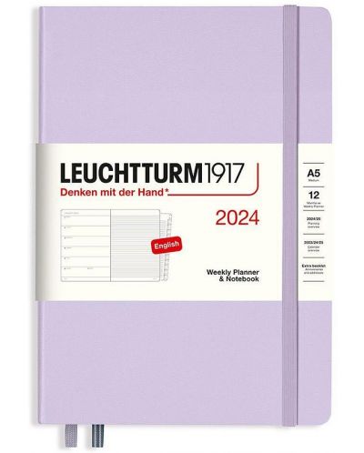 Тефтер Leuchtturm1917 Weekly Planner and Notebook - A5, лилав, 2024 - 1