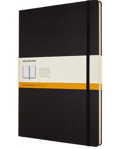 Тефтер с твърди корици Moleskine Classic Ruled формат А4 - Черен, линирани листове - 1