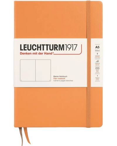 Тефтер Leuchtturm1917 New Colours - А5, бели листове, Apricot, твърди корици - 1