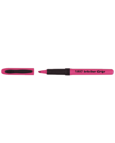 Текстмаркер Bic - Brite Liner Grip, розов - 1