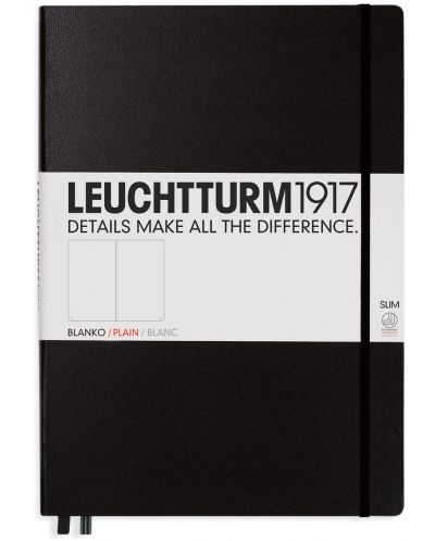 Тефтер Leuchtturm1917 Master Slim - А4+, бели страници, Black - 1