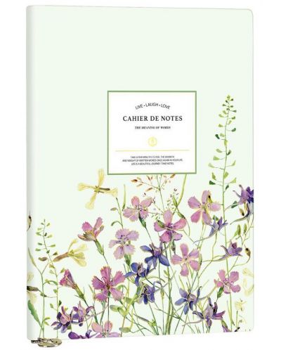 Тефтер Victoria's Journals Florals - Светлозелен, пластична корица, на редове, 96 листа, А5 - 1