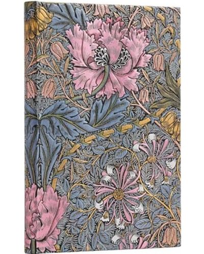 Тефтер Paperblanks Morris Pink Honeysuckle - 9.5 x 14 cm, 88 листа, с широки редове - 2