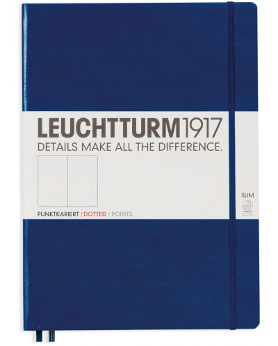 Тефтер Leuchtturm1917 Master Slim - А4+, страници на точки, Navy - 1