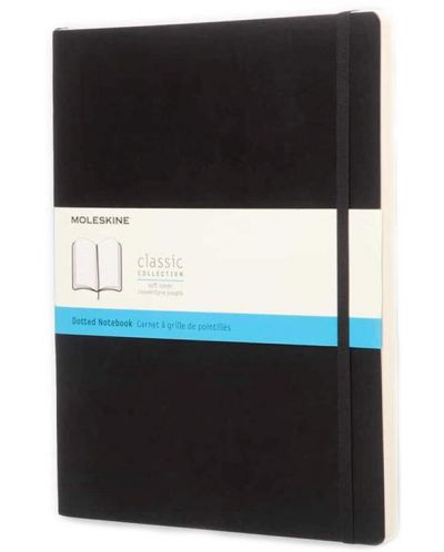 Тефтер с меки корици Moleskine Classic Dotted XL - Черен, страници на точки - 1
