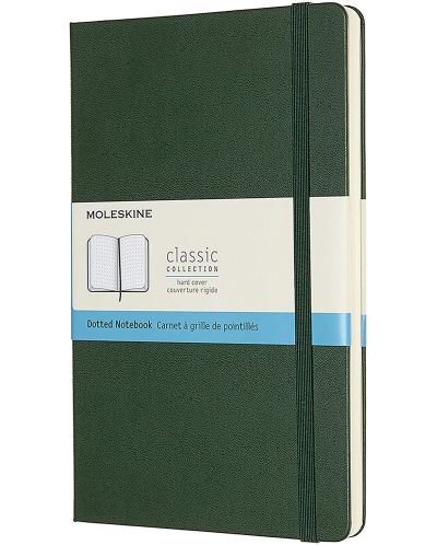 Тефтер с твърди корици Moleskine Classic Dotted - Зелен, страници на точки - 1