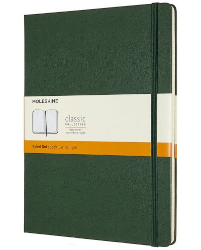 Тефтер с твърди корици Moleskine Classic Ruled XL - Зелен, линирани листове - 1