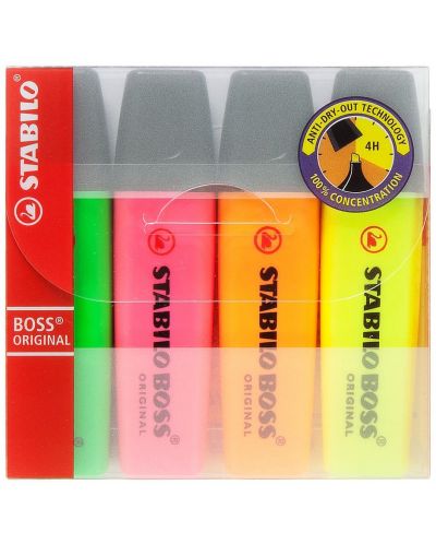 Текст маркер Stabilo Boss Original - 4 цвята - 1