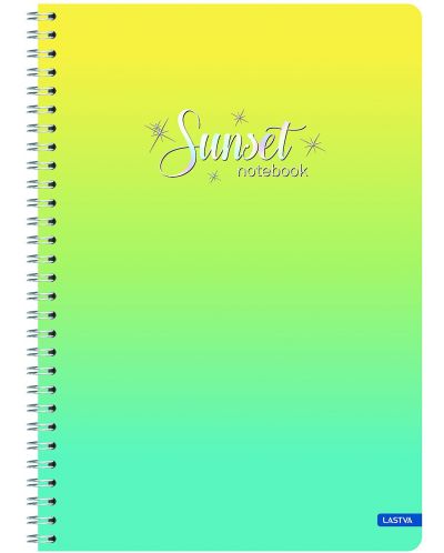 Тетрадка със спирала Lastva - Sunset, А5, 60 листа, широки редове, асортимент - 4