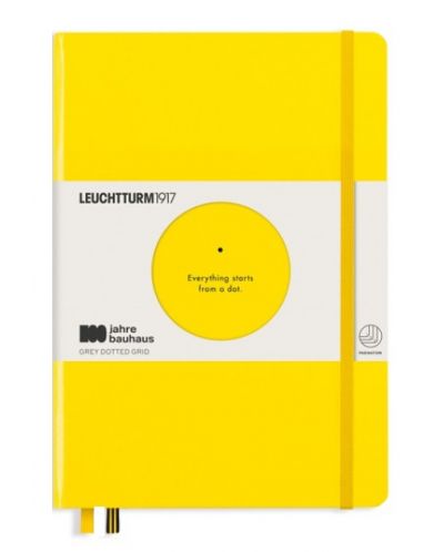 Тефтер Leuchtturm1917 Bauhaus 100 - А5, жълт, страници на точки - 1