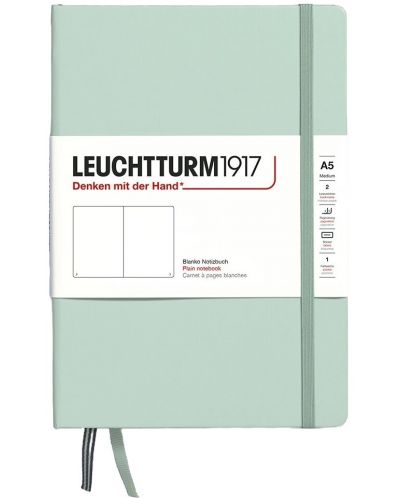 Тефтер Leuchtturm1917 Natural Colors - A5, светлозелен, бели листове, твърди корици - 1
