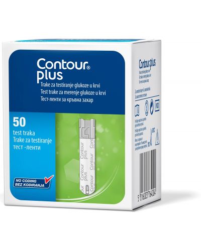 Тест ленти за кръвна захар, 50 броя, Contour Plus - 1