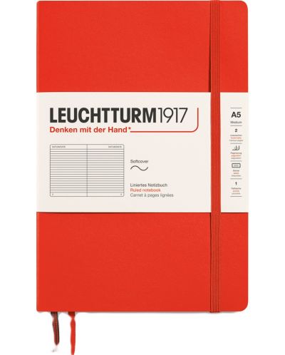 Тефтер Leuchtturm1917 New Colours - А5, линиран, Lobster - 1