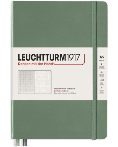 Тефтер Leuchtturm1917 - Medium A5, страници на точки, Olive - 1