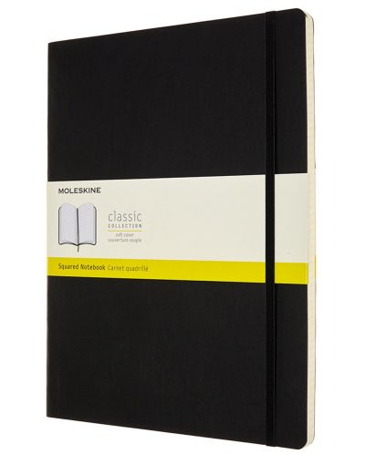 Тефтер с меки корици Moleskine Classic Squared Expanded Large -  Черен, листове на квадратчета - 1