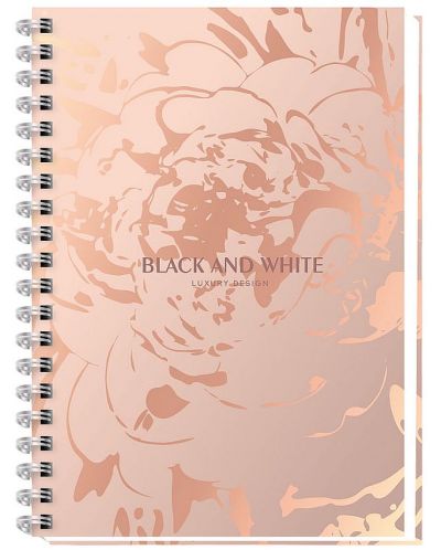 Тетрадка със спирала Black&White - Luxury Flowers, A4, 100 листа, 2 теми, асортимент - 1