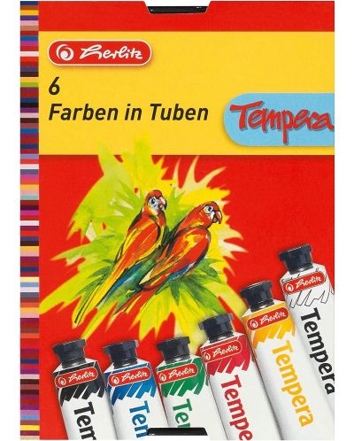 Темперни бои Herlitz - 6 цвята, 16 ml - 1