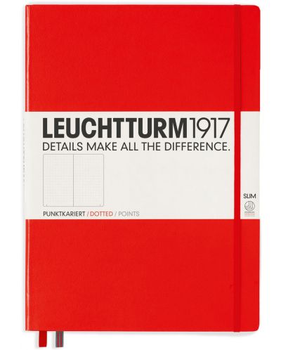 Тефтер Leuchtturm1917 Master Slim - А4+, страници на точки, Red - 1