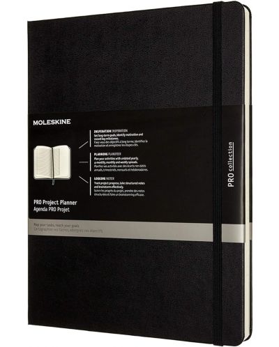 Тефтер с твърди корици Moleskine Pro Collection XL - Project Planner, черен - 1