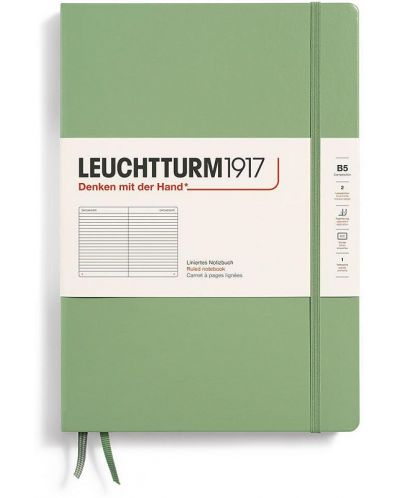 Тефтер Leuchtturm1917 Composition - B5, светлозелен, линиран, твърди корици - 1