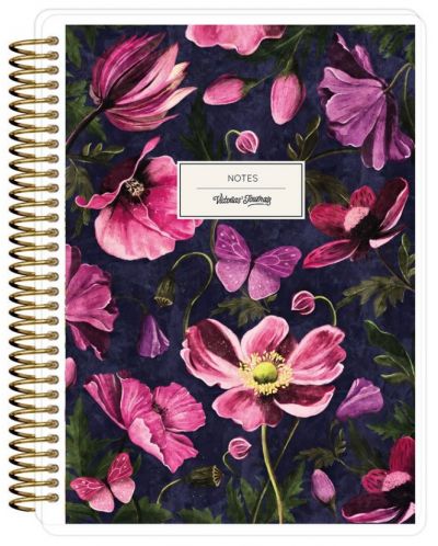 Тефтер Victoria's Journals Florals - Цветя, със спирала, на точки, 80 листа, А5 - 1