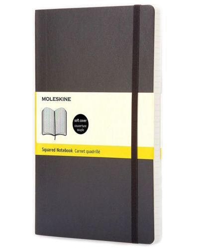 Тефтер с меки корици Moleskine Classic Squared - Черен, листове на квадратчета - 1