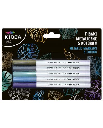 Текстмаркери Kidea - металикови, 5 цвята - 1