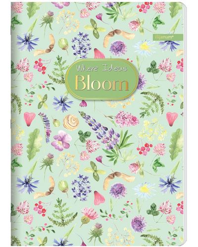 Тетрадка Ilijanum Bloom - A5, 52 листа, широки редове, асортимент - 4